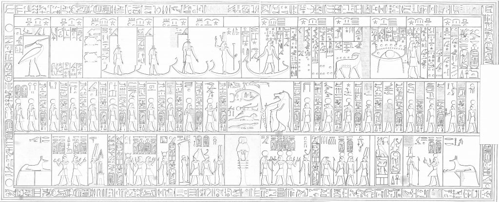 Figura 22. Techo astronómico del Ramesseum (Lepsius, 1900, vol. 3 de láminas, fascículo 6, lám. 170-171).