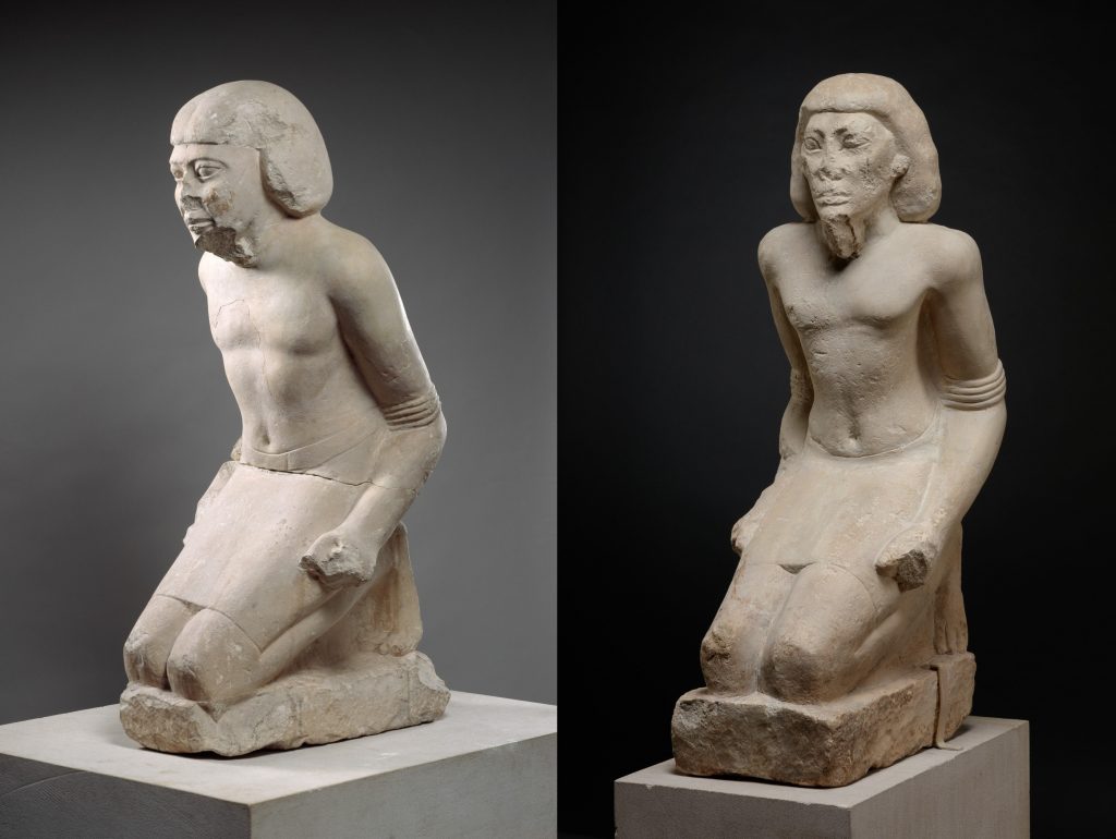 Figura 1. Estatuas de prisioneros del complejo funerario de Pepi II, Saqqara. Metropolitan Museum of Art (CC0). Izq.: MMA 47.2. Dcha.: MMA 64.260).