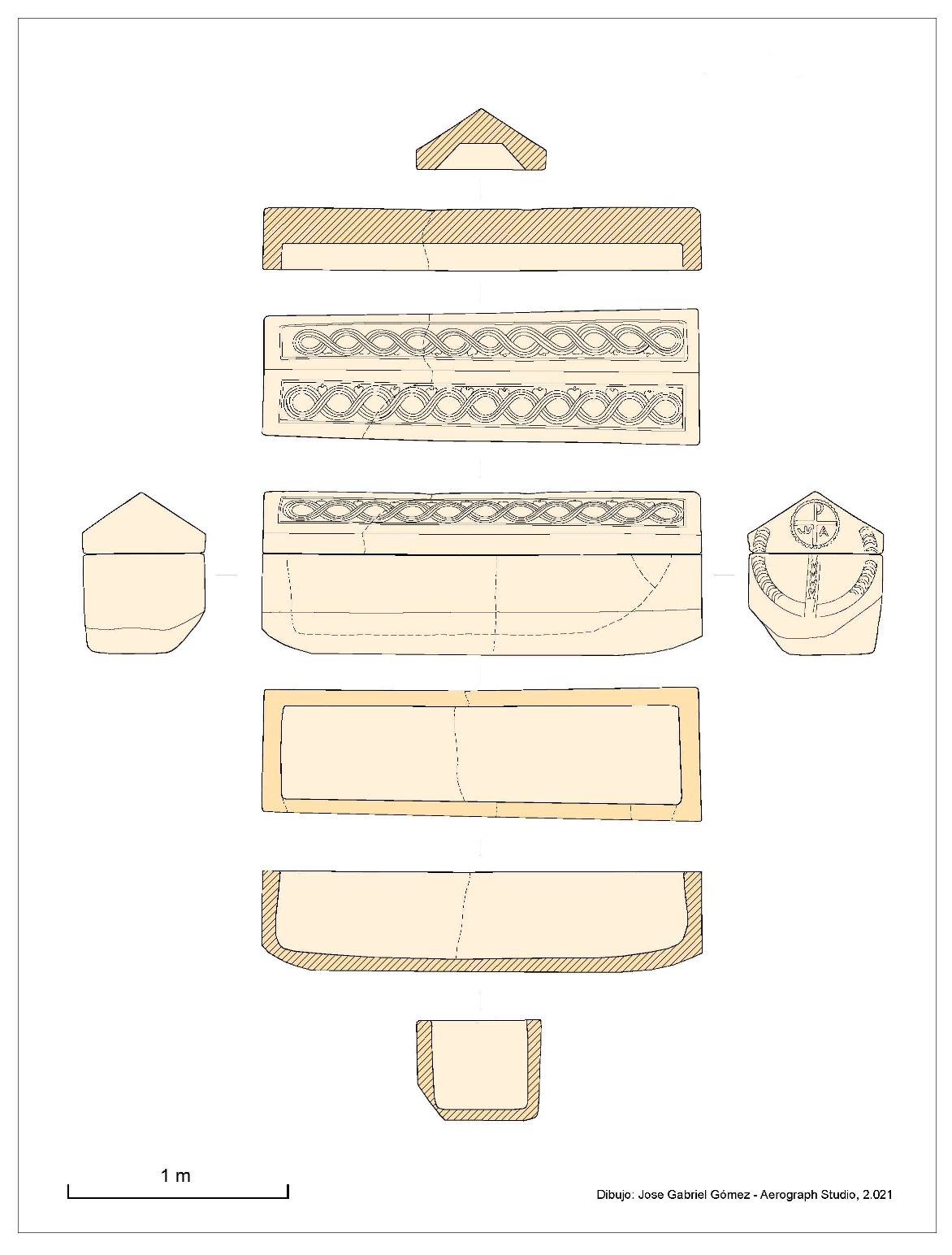 Figura 5. Representación gráfica del sarcófago. Fuente: autores.