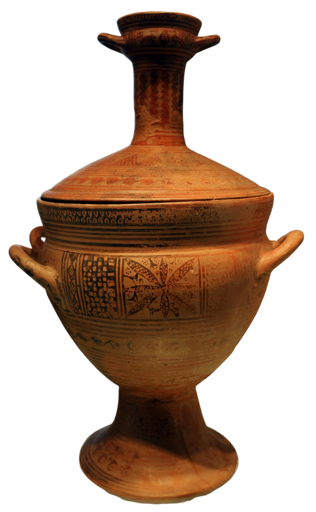 Figura 3. Cratera euboica fechada hacia el 730 a. C., atribuida al Pintor de Cesnola y procedente de Pescia Romana. Autor: Sailko. Fuente: Wikimedia Commons.